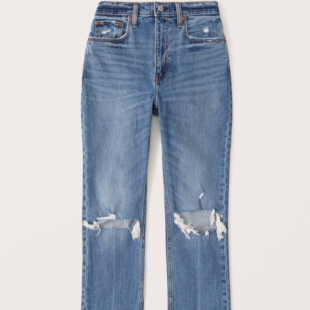 Abercrombie & Fitch Curve Love Ultra High Rise Ankle Straight Jeans